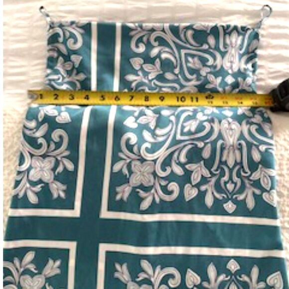 Forever 21 Satin Teal Slip Cowl Neck Mini Scarf Print Dress Size M - Picture 10 of 11